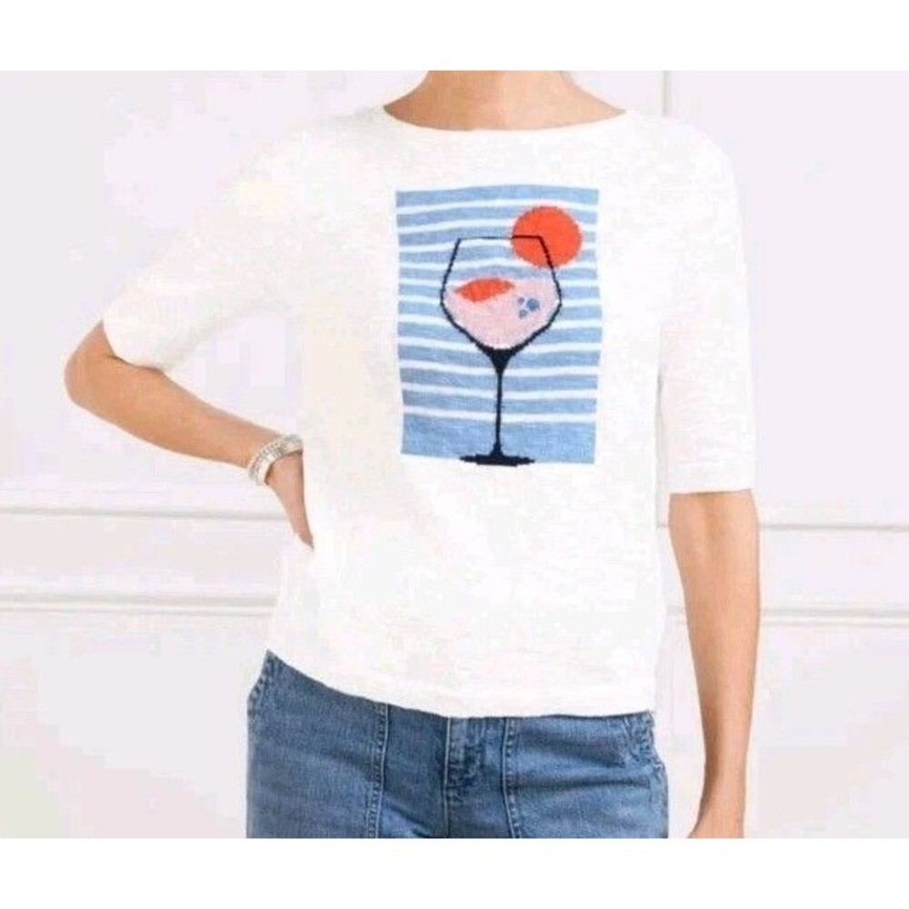 Talbots 2X PLUS SIZE Boatneck Pullover Cocktail Short Sleeve Top White